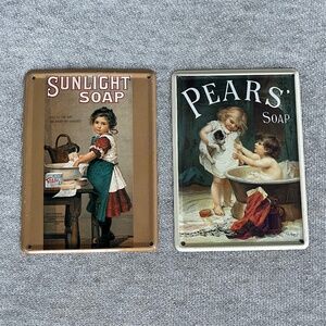 2 Vintage Advertisement Metal Signs